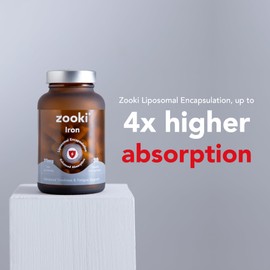 Zooki Zooki 100mg Liposomal Iron Bis-Glycinate Capsules | 4X Higher Absorption | Support Red Blood Cells, Immunity, Energy | Natural Ingredients (30 Servings)