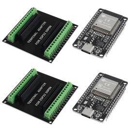 2 Sets 30PIN ESP32 ESP-32S Type-C USB CP2102 Development Board + ESP32 Breakout Board Shield GPIO 1 in 2 Board 2.4GHz WiFi Bluetooth Dual Core