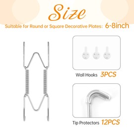Plate Hangers for Wall for 6-8 inch, 3 Pack, Silver
