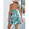 CUPSHE Women's One Shoulder Tropical Leaf Print Short Dresses Self