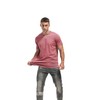 VEIISAR Men's Yarn-Dyed Cotton Stretch T-Shirt, Midweight，Red Gray 3XL