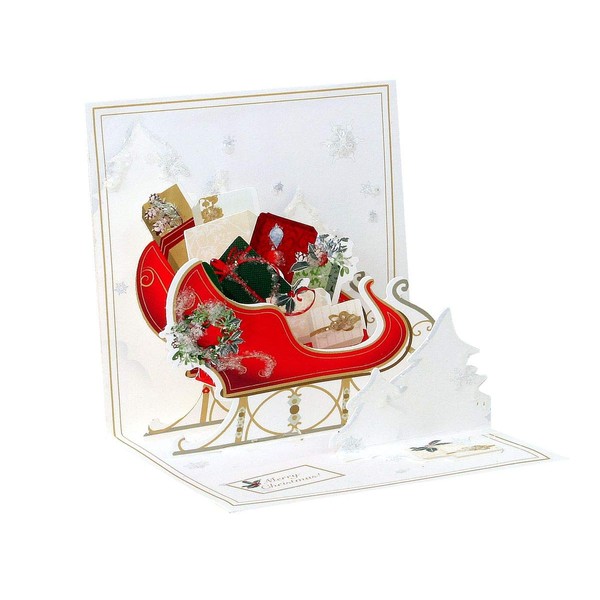 Set of 3 Up with Paper 3d Holiday Elegant Sleigh