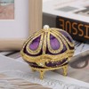 Hapivida Enamel Faberge Egg Jewellery Box, Purple Rhinestone Jewellery Box,