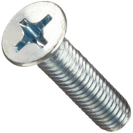 Small Parts Steel Machine Screw, Zinc Plated Finish, Flat Head, Phillips Drive, 6mm Length, M3.5-0.6 Metric Coarse Threads (Pack of 100)
