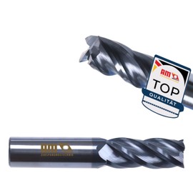 AM-Zerspanungstechnik Solid carbide end mill, high-quality carbide mill, TiAlN HPC, available in sizes diameter 1-20 mm, diameter 3 x 8/50 mm, shaft diameter 4 mm