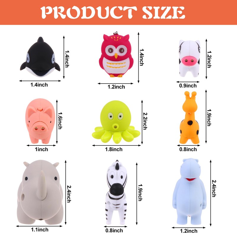 9 PCS Nurse Flashlight Pediatric Nurse Flashlight Keychain Animal Flashlight