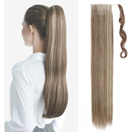 TESS Ponytail Extension 32 Inch,Hair Extensions Clip in Long Straight Synthetic Wrap Pony Tails Hair Pieces for Women(#12P24)