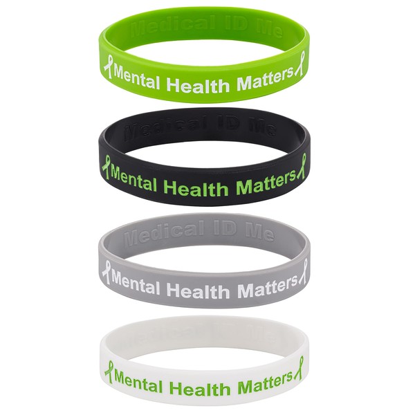Set of 4 Mental Health Matters Awareness Bracelet Motivational Men's Women's Mental Health MHA (Large 20cm)