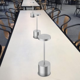 SHANGCAI Rechargeable Cordless Table Lamp, 5000mAh Battery Operated Outdoor Waterproof Portable Led Touch Desk Lamps for Home Restaurant Dinning Bar Patio Small Table Lights (Silver)