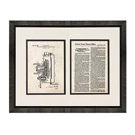 Jacques Cousteau Reserve Disposal Arrangement For Breathing Apparatus Patent Art Old Look Print in a Beveled Black Wood Frame with a Double Mat (20" x 24") M10448