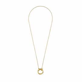 TOUS Collar de Plata Vermeil con Dije de Anillo de 1,6 cm para Mujer, Largo 46 cm, Plata de Ley 925 con Chapado de Oro, Combinable y Separable, Colección Hold