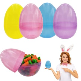 The Dreidel Company The Dreidel Company Fillable Easter Eggs Jumbo 6 InchTranslucent (6-Pack) Colorful Plastic Jumbo Easter Eggs, Stands Upright, Perfect For Easter Egg Hunt, Surprise