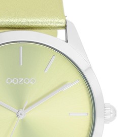 Oozoo - Timepieces Women's Watch | Women's Watch with Leather Strap | Modern Watch for Women | Elegant Analogue Women's Watch in Round (40 mm Case), Lime Metallic, Strap.
