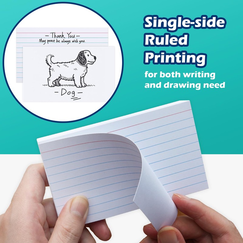 Index Cards 3x5 Lined Ruled Flash Note Cards 3" x