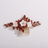 Xerling Bride Wedding Wine Red Rhinestone Hair Comb Flower Hair