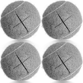 HiBallBall 4 Pack Precut Tennis Balls for Walkers, Heavy Duty Long Lasting Felt Pads for Furniture Legs and Floor Protection (Gray)