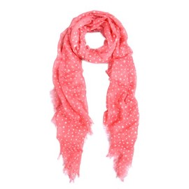 TrendsBlue Premium Long Solid Color Dolka Dot Frayed Edge Scarf, Pink