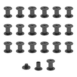 JJWNMLL 20 pieces Chicago screw rivets binding screws, M5 x 8 mm screws leather rivets screw posts metal rivets Chicago screws, for leather wallet decoration bookbinding (black)