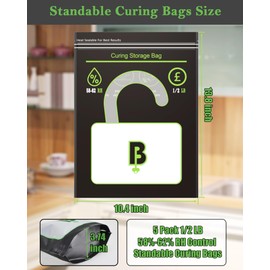 Curing Storage Bags - 1/2 LB Reusable Humidity Control Bags - Cure Bags Clear Window Heat Sealable Stand Up and Double Zip(10.4 x 13.8 Inch, 5 Pack)