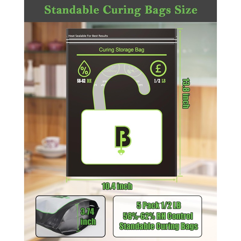 Curing Storage Bags - 1/2 LB Reusable Humidity Control Bags