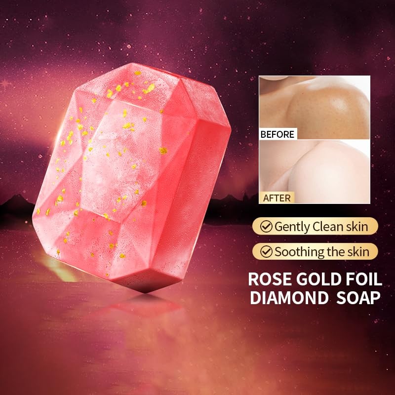 Rose Gold Diamond Soap with Rose Extract gently cleanses and