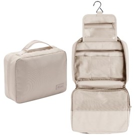 Large Toiletry Bag for Men and Women, Large Hanging Toiletry Bag, Cosmetic Bag, Wash Bag for Women and Girls, Beige