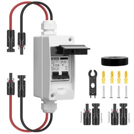 YQBYJING Solar Panel Disconnect Switch 50 Amp DC AC Miniature Circuit Breaker 500V 2 Poles with PV Connector and IP65 Waterproof UV-Proof Box for Outdoor Solar PV Homes Battery