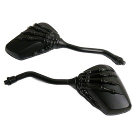 MotorToGo Small Black Skull Hand Rear View Mirrors Compatible for 2018 Honda Rebel 300 CMX300 ABS