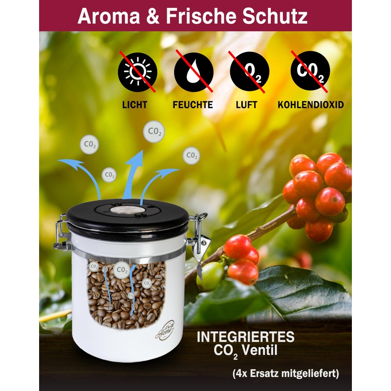 Pro@Home43® - Coffee Canister Airtight 500 g - White -