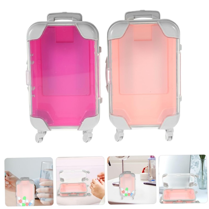Garneck 2pcs Mini Plastic Suitcase Makeup Box - Portable Hard