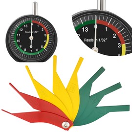 Tire Tread Depth Gauge&Brake Lining Gauge Set- Dial Tire Depth Tool (1/32" Readings) + 8-Piece Color-Coded Brake Pad Thickness Gauge Set for Cars (SAE & Metric, Steel, Disc & Drum Brake Compatible)