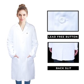 DR Uniforms Unisex Lab Coats - 100% Cotton - Sanforized to Prevent Shrinking- Laboratory Coat for Students and Professionals (M)