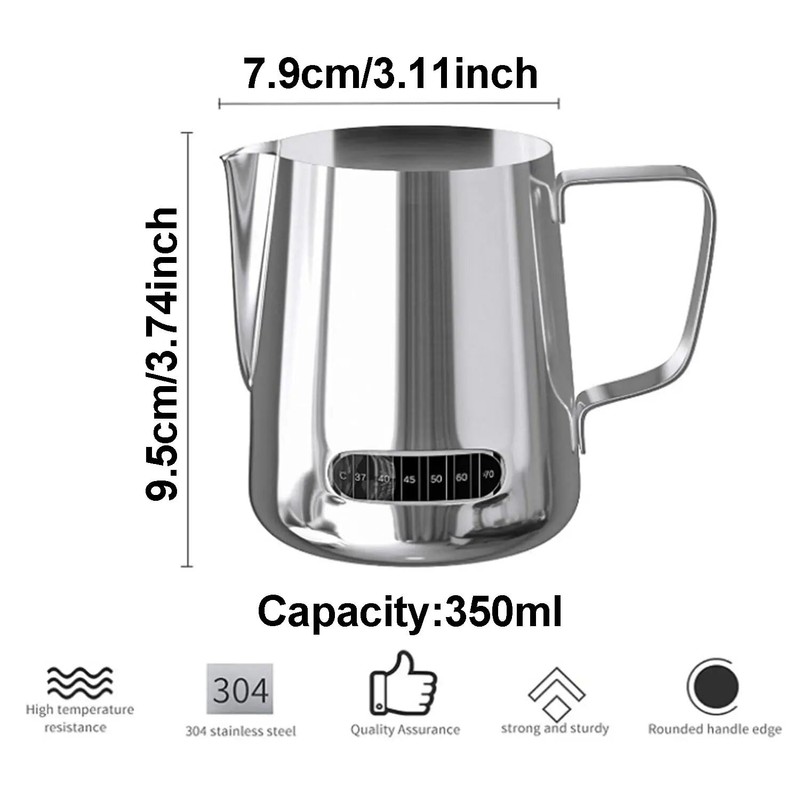 350 Milk Frothing ThermometerCoffee Pitcher Stainless Steel Jug