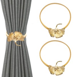 Tiebacks for Curtains, Alloy, Pack of 2, Spring Cord Curtains, Tiebacks, Adjustable Curtain Tiebacks, Gold, Creative Curtain Holders, Tiebacks for Curtains for Home Office, Cafe, Home, Decorative