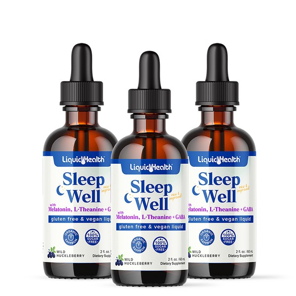 LIQUIDHEALTH Sleep Well 2 Oz Liquid Melatonin, L-Theanine Supplement, Fall