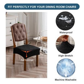 YUEANG Removable Washable Dining Chair Seat Covers Set of 2,Stretch Jacquard Chair Seat Cushion Protector Slipcovers, Rear Covers