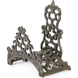 Sungmor Heavy Duty Cast Iron Garden Hose Holder - Wall Mounted Water Hose Hanger - Antique Emblem Decorative Hose Reel - Water Hose Rack Butler Storage - Two Installation Methods Wall Decor Holder