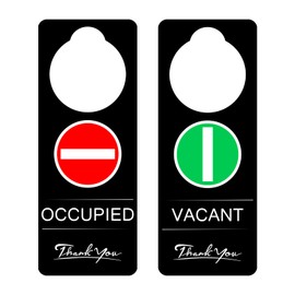 Vacant Occupied Sign,2Pack for Home Office Restroom Conference Hotles Hospital,Door Hanger Sing Tells Whether Room - 9'' x 3'' (Black)