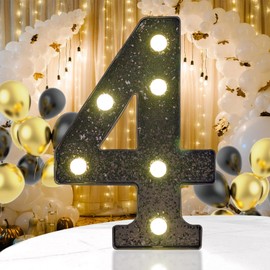 Light Up LED Marquee Numbers, Glitter Black Marquee Lights Sign for Birthday Party, Night Lamp, Home, Bar, Graduation, Wedding, Proposal Decoration 4