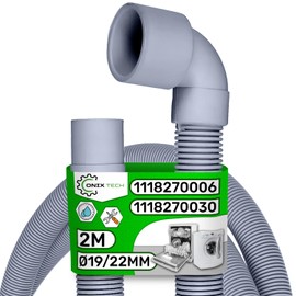 Drain Hose Washing Machine and Dishwasher 2 m Diameter 19/22 mm Original Code 1118270006 1118270030 8996461308406 C00318230 481953028847 for AEG for Indesit for Whirlpool ONIX TECH