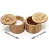 Wooden Salt & Pepper Box Set Engraved Magnetic Lid Bamboo