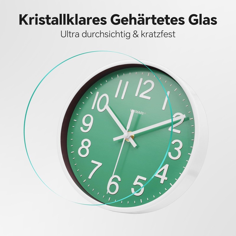 VIKMARI Wall Clock, Small 20 cm, Modern Blue Silent Analogue