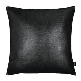 KUIRMODA Lambskin Leather Pillow Cover - Decorative Sofa Cushion Case - Throw Covers for Living Room & Bedroom, 18x18 Inches - Black Croco Pack of 1