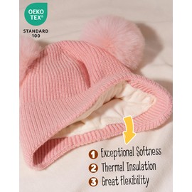 FURTALK Baby Toddler Winter Hat Pom Pom Beanie Girls Boys with Fleece Lined Kids Warm Cap