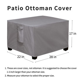Easy-Going Funda rectangular para otomana de patio, funda impermeable para otomana para exteriores, resistente a la decoloración, cubierta duradera para muebles de exterior con costuras selladas (28 x 22 x 17 pulgadas, gris)