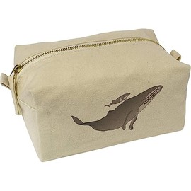 'Mama & Baby Whale' Canvas Wash Bag/Makeup Case (CS00032565)