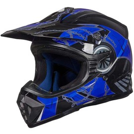ILM Youth & Kids Dirt Bike Helmets Motocross ATV Dirtbike BMX MX Offroad Full Face Motorcycle Helmet, DOT Approved Model 128YS (Blue Black, Youth-Medium)