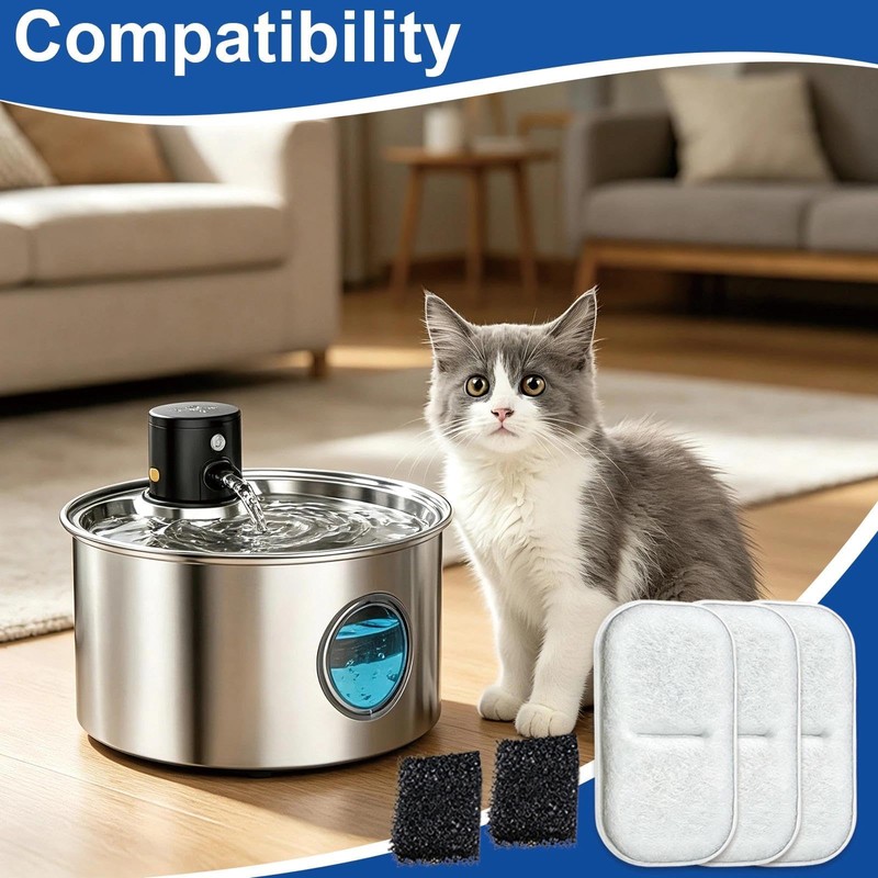 20 Pcs Cat Water Fountain Filter Compatible with 3.2L &