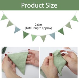 TNSLAND Garland Bunting Children's Room Bunting Fabric Bunting Outdoor Weatherproof Children's Room Decoration Garden Party Happy Birthday Garland Decorations Decoration Gift Candy Colours (Groen)