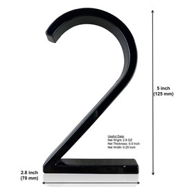5 Inch Floating House Numbers for Outside Stainless Steel Floating House Number Metal Modern Address Numbers for House Zinc Alloy Anti-Rust Home Address Numbers for Door Mailbox High Gloss Black (2)